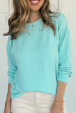 Patcute Corded Knit Round Neck Long Sleeve Top