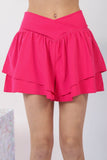 Patcute V-Shaped High Waist Layered Active Shorts