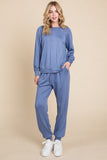 Patcute Super Lady Round Neck Raglan Sleeve Top and Pants Lounge Set