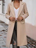 Patcute Pocketed Collared Neck Long Sleeve Coat