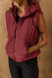 Patcute Drawstring Zip Up Hooded Vest Coat