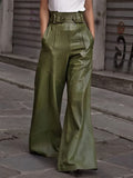 PatcuteHalf Elastic Waist Wide Leg Pants