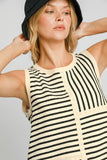 Patcute  Round Neck Texture Striped Tank