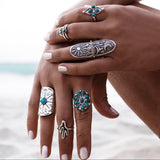 Patcute Alloy Turquoise 9-Piece Ring Set