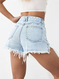 Patcute Distressed Raw Hem Denim Shorts