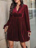 Patcute Ruched Surplice Long Sleeve Mini Dress