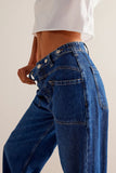 Patcute Washed Wide Leg Jeans with Pockets