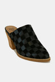 Patcute Beast Fashion Woven Checkerboard Block Heel Mule Shoes