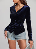 Patcute Ruched Surplice Long Sleeve Top