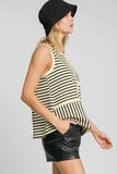 Patcute  Round Neck Texture Striped Tank