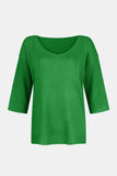 Patcute V-Neck Three-Quarter Sleeve Knit Top