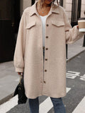 Patcute Button Up Drop Shoulder Sherpa Coat