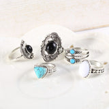 Patcute Alloy Turquoise 5-Piece Ring Set