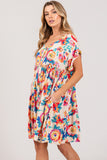 Patcute Full Size Floral Button-Down Short Sleeve Dress