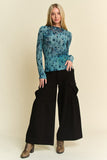 Patcute Drawstring Ruched Detail Wide Leg Pants