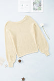 Patcute Openwork Boat Neck Raglan Sleeve Knit Top