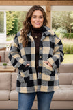 Patcute Plus Size Plaid Button Up Long Sleeve Coat