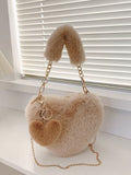 Patcute Heart Shape Faux Fur Handbag