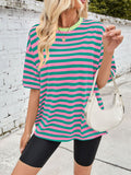 Patcute Lovelet Striped Round Neck Half Sleeve T-Shirt