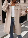 Patcute Button Up Drop Shoulder Sherpa Coat