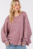 Patcute  Round Neck Batwing Sleeve Oversize Top