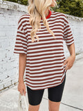 Patcute Lovelet Striped Round Neck Half Sleeve T-Shirt