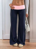 Perfee Contrast Wide Leg Pants