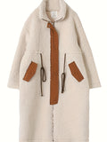 Patcute Plus Size Drawstring Zip Up Turtleneck Sherpa Coat