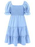 Patcute Smocked Flounce Sleeve Mini Dress