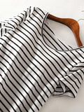 Patcute Striped Round Neck Short Sleeve Dress