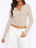 Patcute Button Down Long Sleeve Top