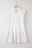 Patcute Ruffled Round Neck Cap Sleeve Mini Dress