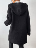 Patcute Zip Up Long Sleeve Sherpa Hooded Coat