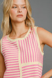 Patcute Umgee Round Neck Texture Striped Tank