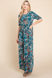 Patcute  Printed Shirred Maxi Dress