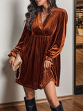 Patcute Ruched Surplice Long Sleeve Mini Dress