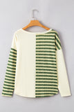 Patcute Striped Round Neck Long Sleeve Top