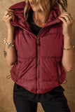 Patcute Drawstring Zip Up Hooded Vest Coat