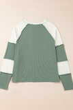 Patcute Color Block Round Neck Raglan Sleeve Top