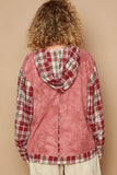 Patcute Star Patch Plaid Long Sleeve Hooded Top