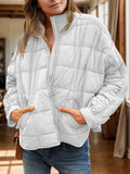 Patcute Pocketed Plaid Quilted Zip Up Winter Coat