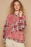 Patcute Star Patch Plaid Long Sleeve Hooded Top