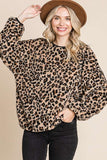 Patcute Culture Code Leopard Faux Fur Round Neck Top