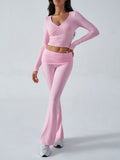 Patcute  Ruched Long Sleeve Top and Pants Set