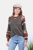 Patcute Celeste Full Size Geometric Round Neck Long Sleeve Top