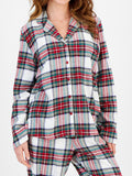 Patcute Plaid Collared Neck Button Up Top and Pants Lounge Set