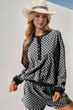 Patcute Double Take Checkered Half Button Top and Shorts Set