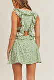 Patcute  Floral Side Cutout Ruffled Mini Dress