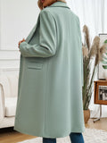 Patcute Pocketed Collared Neck Long Sleeve Coat