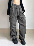 Patcute Harajuku Oversized Cargo Parachute Pants Women Streetwear Vintage Y2k Hip Hop Wide Leg Joggers Baggy Sweatpants Techwear